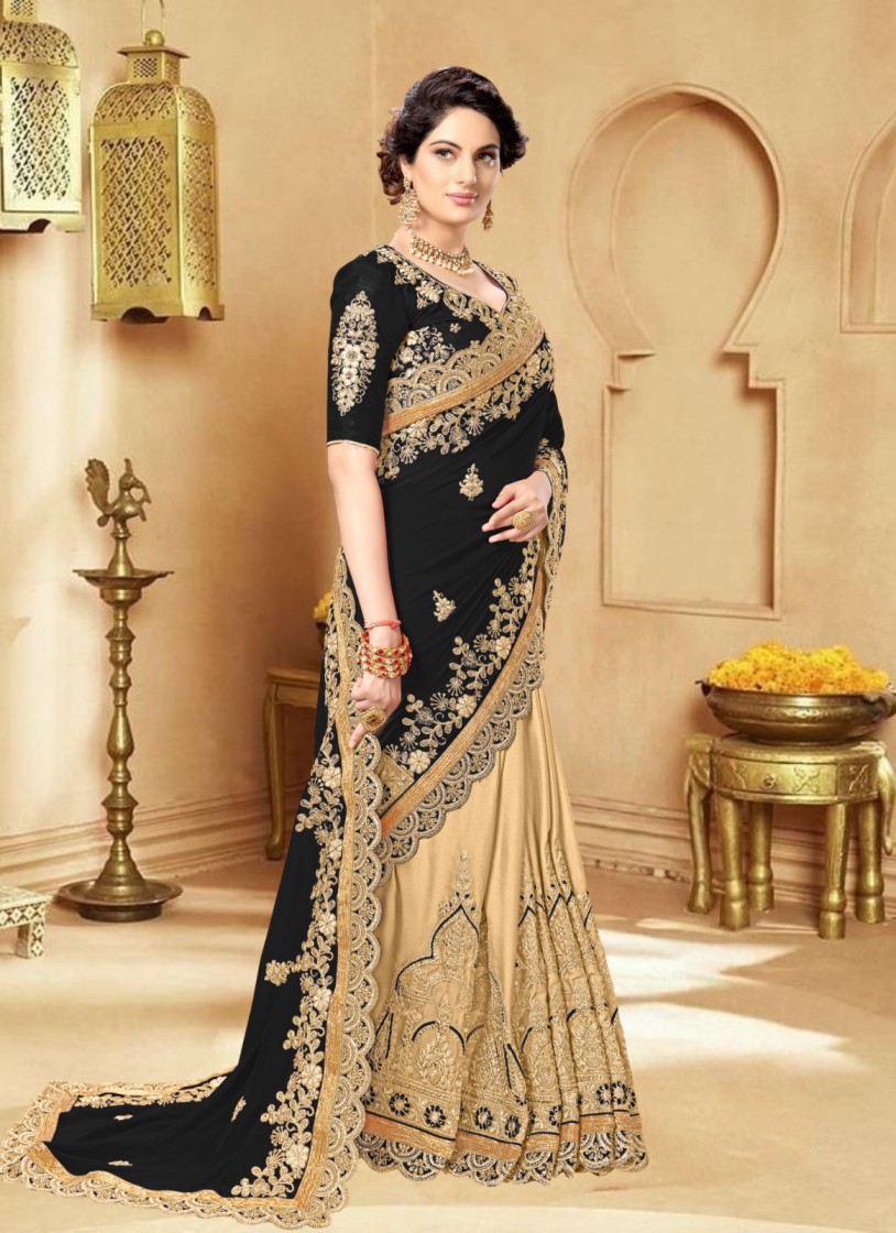 ইন্ডিয়ান ওয়েটলেস জর্জেট এমব্রয়ডারি করা শাড়ি - Image 2