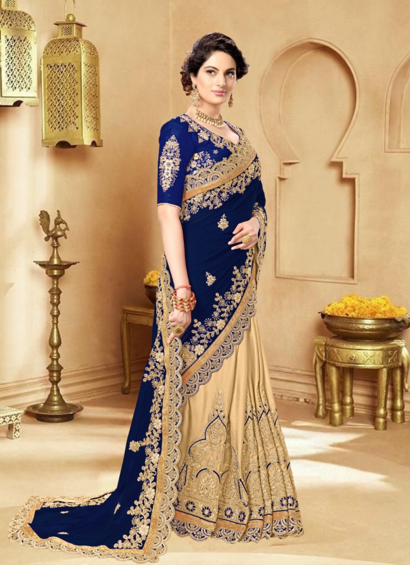 ইন্ডিয়ান ওয়েটলেস জর্জেট এমব্রয়ডারি করা শাড়ি - Image 2