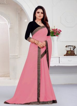 ট্রেডিশনাল কনট্রাস্ট ওয়ার্ক জর্জেট পার্টি শাড়ি