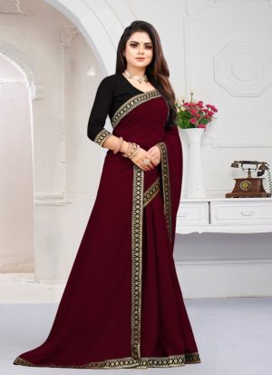 ট্রেডিশনাল কনট্রাস্ট ওয়ার্ক জর্জেট পার্টি শাড়ি