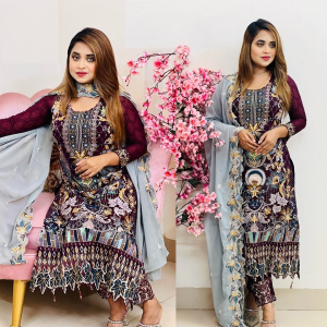 Semi –Embroidery & Sequence Work Party Dress