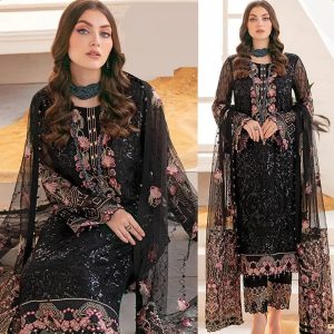 Semi –Embroidery & Sequence Work Party Dress