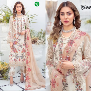 Semi –Embroidery & Sequence Work Party Dress