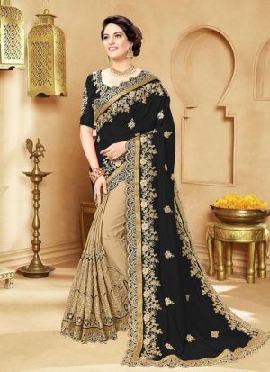 ইন্ডিয়ান ওয়েটলেস জর্জেট এমব্রয়ডারি করা শাড়ি