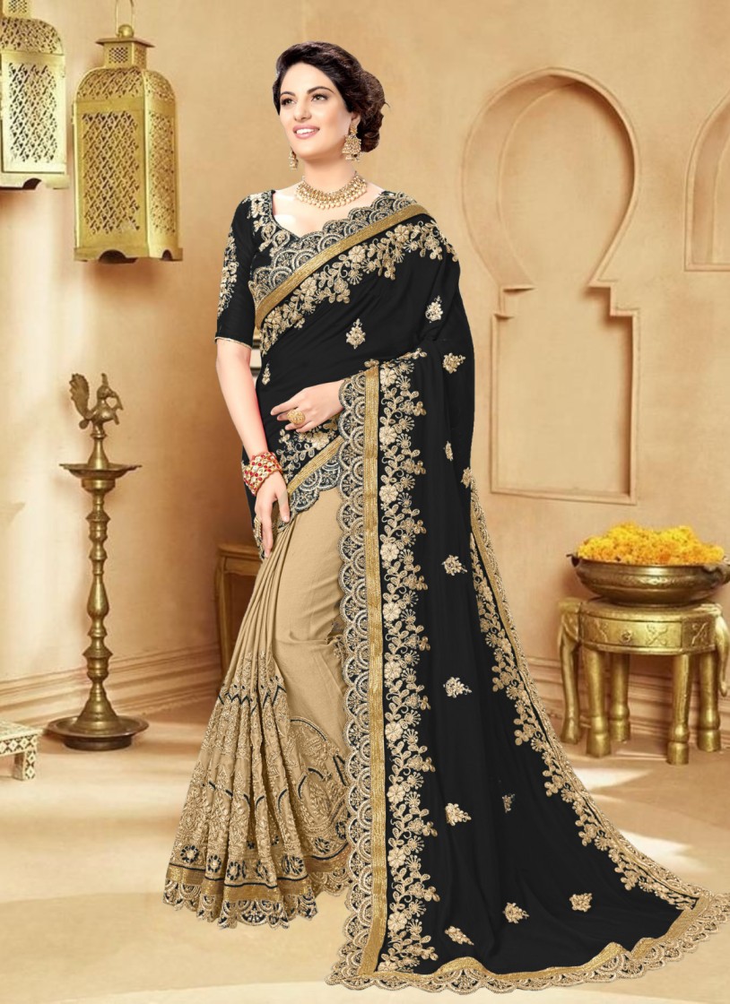 ইন্ডিয়ান ওয়েটলেস জর্জেট এমব্রয়ডারি করা শাড়ি