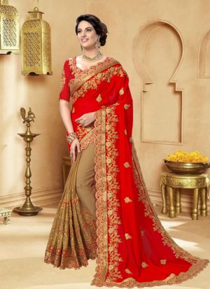 ইন্ডিয়ান ওয়েটলেস জর্জেট এমব্রয়ডারি করা শাড়ি