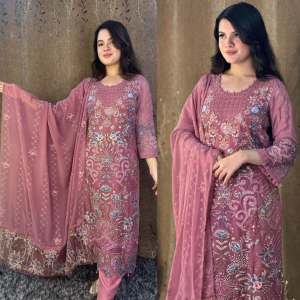 Semi –Embroidery & Sequence Work Party Dress