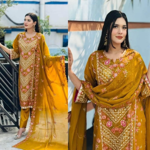 Semi –Embroidery & Sequence Work Party Dress