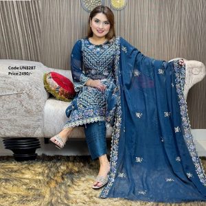 Semi –Embroidery & Sequence Work Party Dress