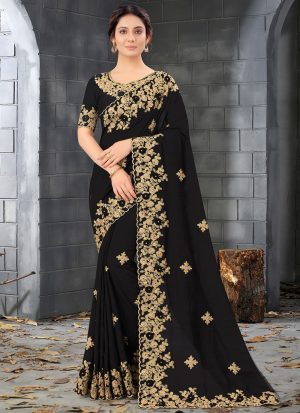 ইন্ডিয়ান ওয়েটলেস জর্জেট এমব্রয়ডারি করা শাড়ি