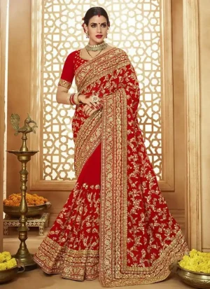 ইন্ডিয়ান ওয়েটলেস জর্জেট এমব্রয়ডারি করা শাড়ি