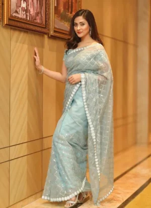 ইমপোর্টেড ওয়েটলেস সফট অরগাঞ্জা ফেব্রিকের মধ্যে গর্জিয়াস এমব্রয়ডারি করা পার্টি শাড়ি