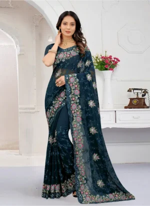 ইন্ডিয়ান প্রিমিয়াম জর্জেট এমব্রয়ডারি এবং এক্সক্লুসিভ স্টোন করা শাড়ি