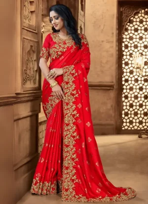 ইন্ডিয়ান বিচিত্রা সিল্কের প্রিমিয়াম এমব্রয়ডারি করা শাড়ি