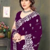 ইন্ডিয়ান প্রিমিয়াম জর্জেট এমব্রয়ডারি এবং এক্সক্লুসিভ স্টোন করা শাড়ি