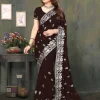ইন্ডিয়ান প্রিমিয়াম জর্জেট এমব্রয়ডারি এবং এক্সক্লুসিভ স্টোন করা শাড়ি