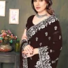 ইন্ডিয়ান প্রিমিয়াম জর্জেট এমব্রয়ডারি এবং এক্সক্লুসিভ স্টোন করা শাড়ি