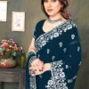 ইন্ডিয়ান প্রিমিয়াম জর্জেট এমব্রয়ডারি এবং এক্সক্লুসিভ স্টোন করা শাড়ি