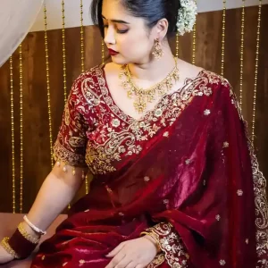 অরিজিনাল ইন্ডিয়ান জিমি চু সিল্ক পার্টি শাড়ি