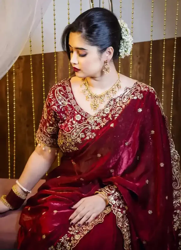 অরিজিনাল ইন্ডিয়ান জিমি চু সিল্ক পার্টি শাড়ি